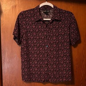 Style & Co Women's Dark Floral Button Down Shirt 10 P